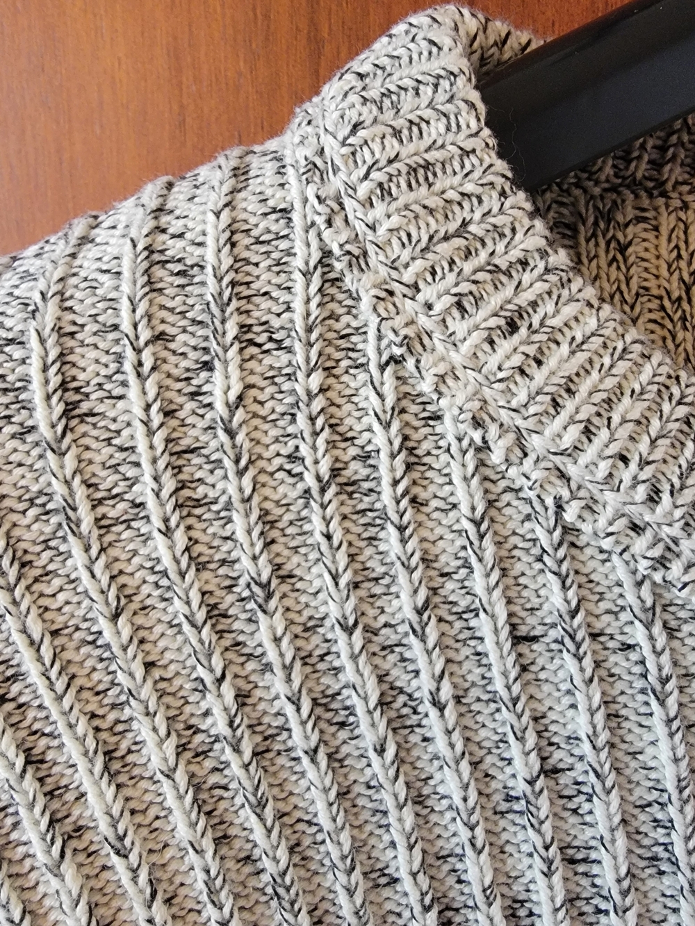 NWT Zara XL Black White Marled Chunky Ribbed Knit 100% Cotton Sweater - Picture 3 of 16
